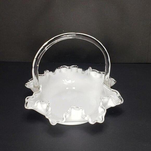 Fenton Silver Crest Glass Basket Vintage - Picture 5 of 9